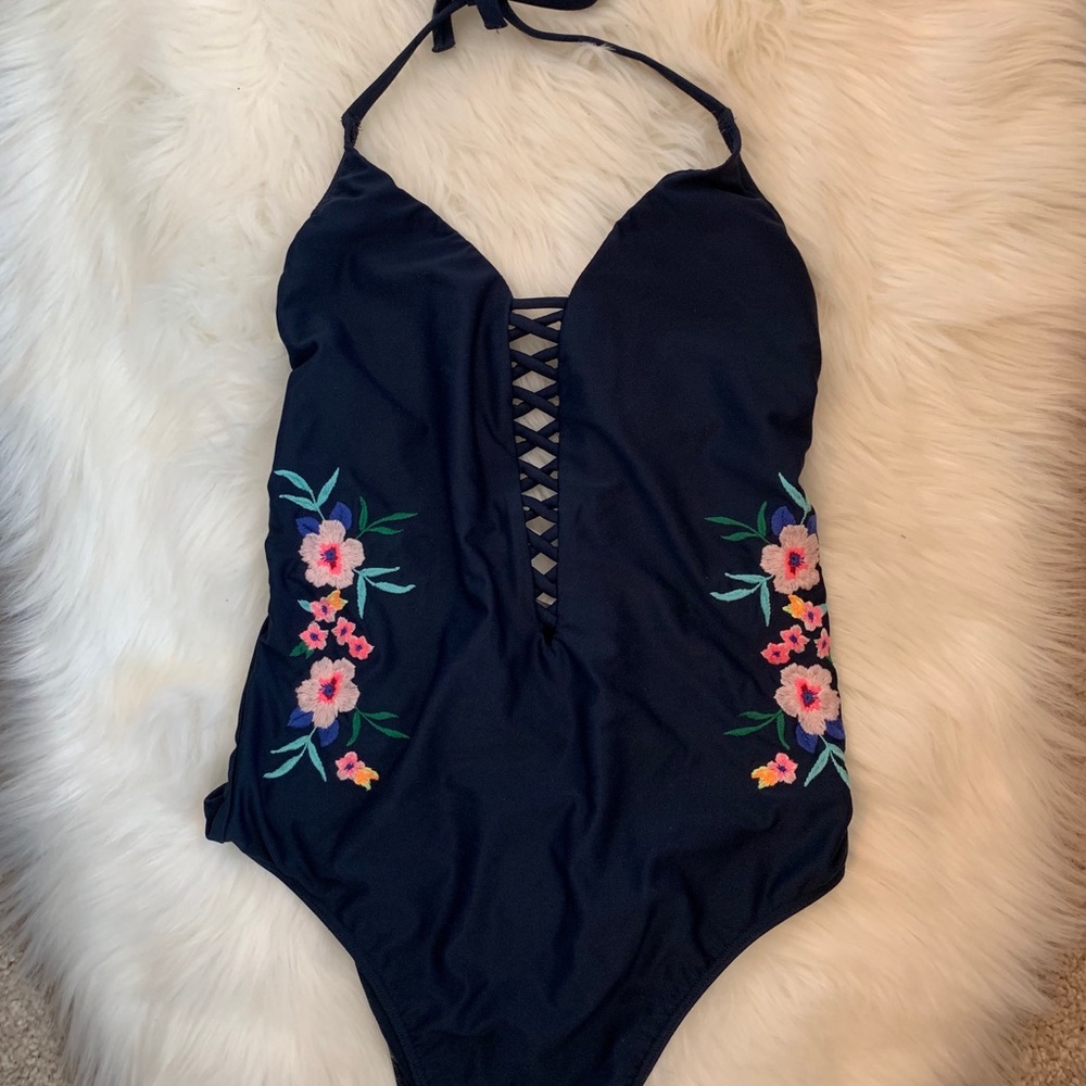 Navy Floral Hollister One Piece